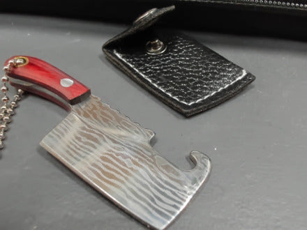 Damascus Pattern Mini Cleaver w/bottle opener