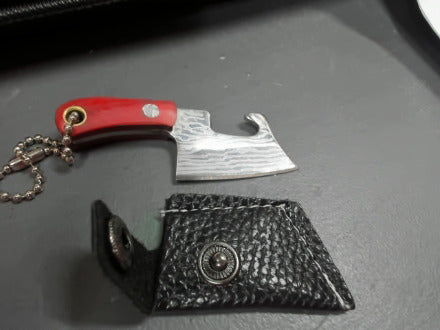 Damascus Pattern Mini Cleaver w/bottle opener