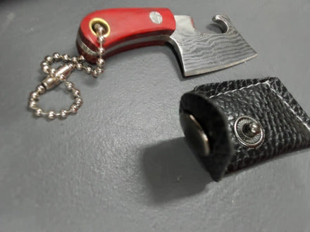 Damascus Pattern Mini Cleaver w/bottle opener