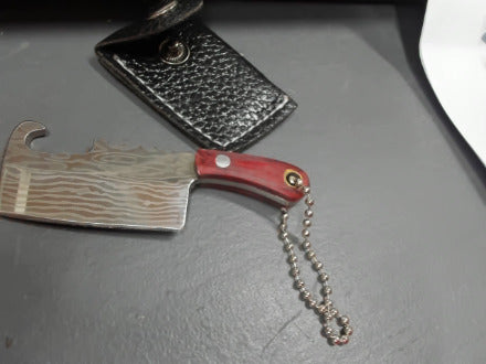 Damascus Pattern Mini Cleaver w/bottle opener