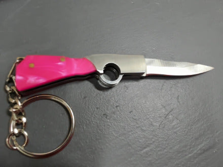 Pink gunshaped keychain knife