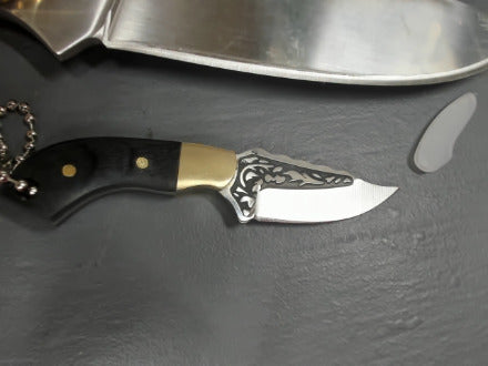 Black Wooden Handle Portable Mini Stainless Steel Embossed Knife
